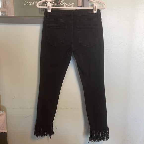 Blank NYC Revolve black denim raw hem fringe jeans size 26 - Picture 5 of 12